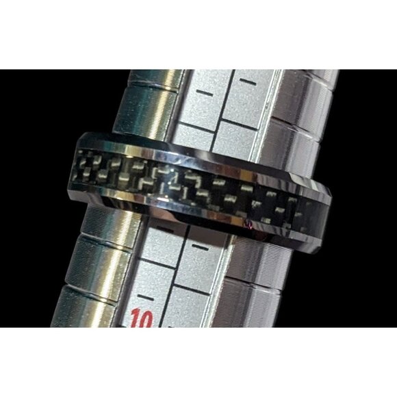 JSFG Tungsten Carbide Fiber Inlay Men's Wedding Ring 6mm Size 9 - Picture 5 of 13